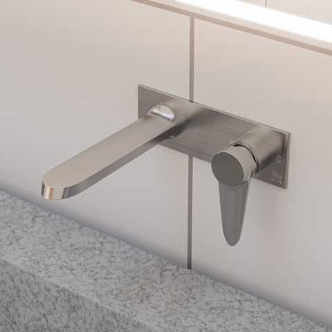 ALFI Brushed Nickel Wall Mounted Modern Bathroom Faucet, AB1772-BN