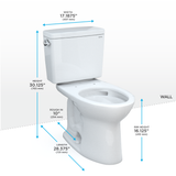 TOTO Drake Two-Piece Elongated 1.6 GPF Universal Height TORNADO FLUSH Toilet with CEFIONTECT and 10 Inch Rough-In, Cotton White, Vitreous China, CST776CSFG.10#01