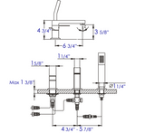 ALFI brand Brass, AB2322-BN Brushed Nickel Deck Mounted Tub Filler and Square Hand Held Shower Head