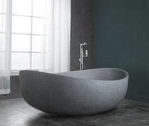 Alternate Image for ALFI brand 63" Concrete Free Standing Oval Bathtub, Gray Matte, ABCO63TUB