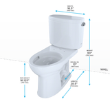 TOTO Drake II Two-Piece Elongated 1.28 GPF Universal Height Toilet with CEFIONTECT and Right-Hand Trip Lever, Cotton White, Vitreous China, CST454CEFRG#01