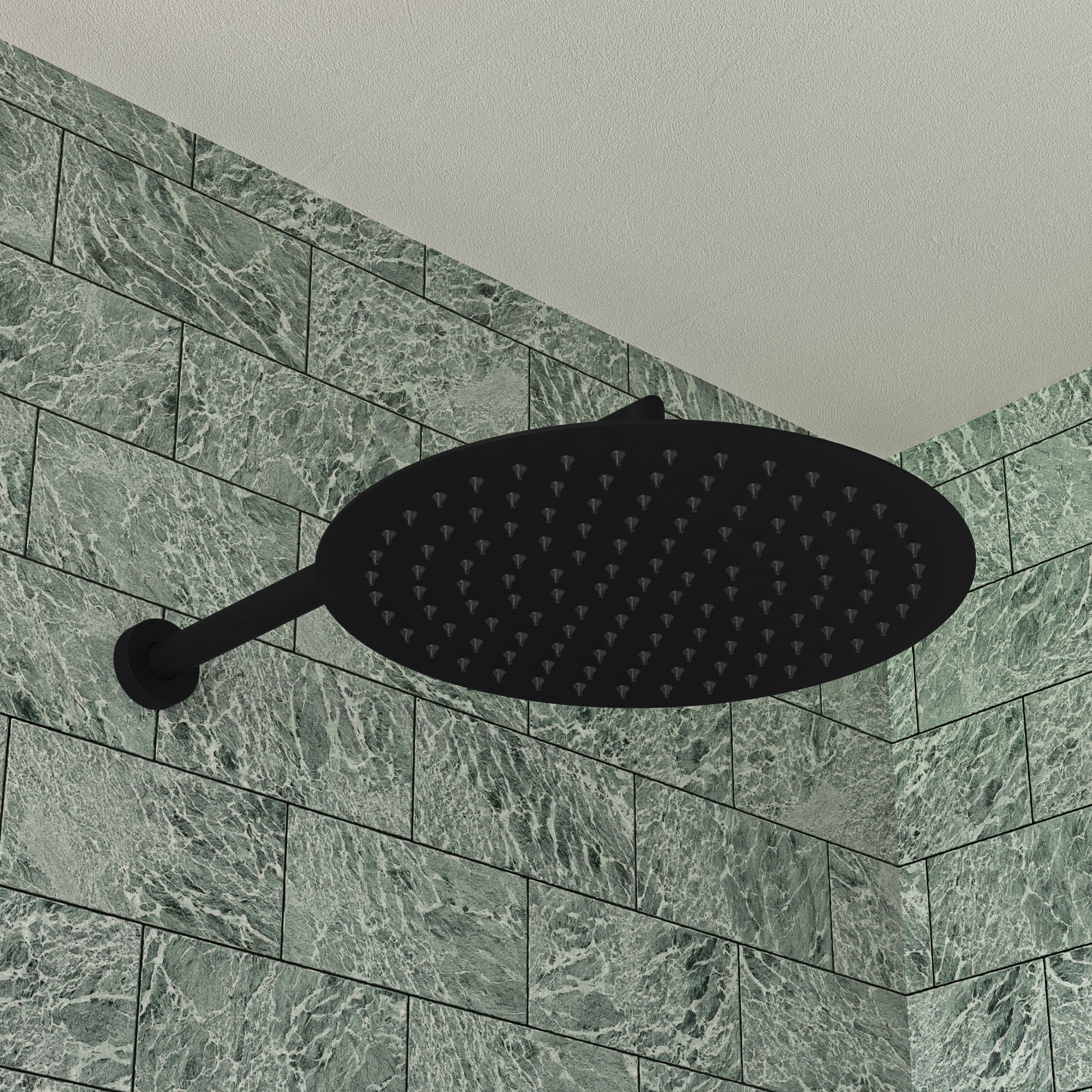ALFI brand RAIN12R-BM Matte Black Stainless Steel 12" Round Ultra-Thin Rain Shower Head, Black Matte