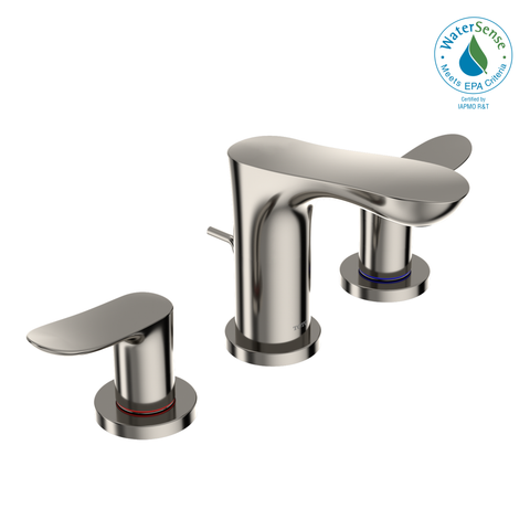 TOTO GO Series 1.2 GPM Two Handle Widespread Bathroom Sink Faucet with Drain Assembly, Polished Nickel, Brass, TLG01201U#PN