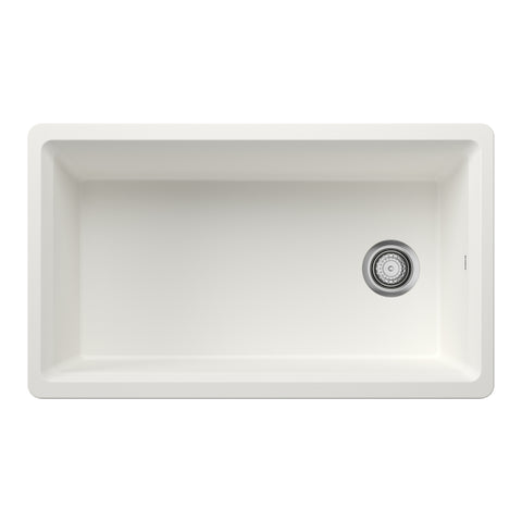 Blanco Inteos 33" Undermount Silgranit Workstation Kitchen Sink, White, No Faucet Hole, 443314