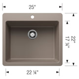 Blanco Liven 25" Dual Mount Silgranit Kitchen Sink, Truffle, 1 Faucet Hole, 443222