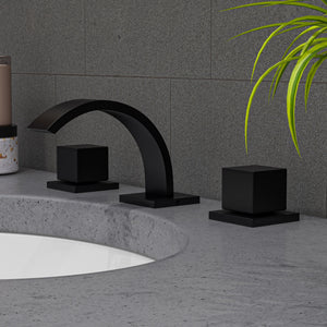 Main Image of ALFI brand 1.2 GPM Cube Curved Spout Bathroom Faucet, Modern, Black Matte, AB1326-BM