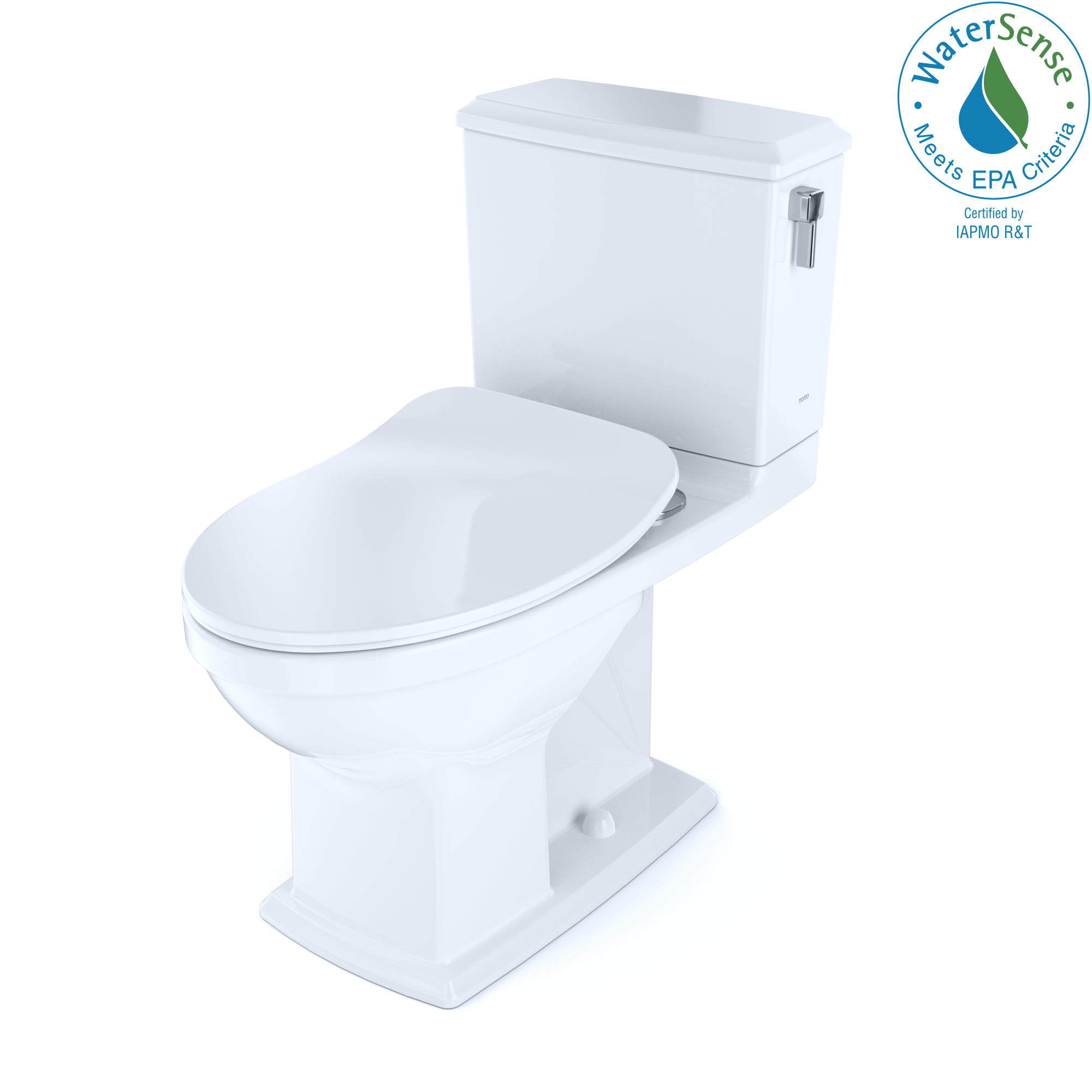 TOTO Connelly Two-Piece Elongated Dual Flush 1.28 and 0.9 GPF with CEFIONTECT and Right Lever, WASHLET+ Ready, Cotton White, Vitreous China, MS494234CEMFRG#01