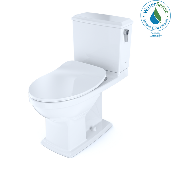 TOTO Connelly Two-Piece Elongated Dual Flush 1.28 and 0.9 GPF with CEFIONTECT and Right Lever, WASHLET+ Ready, Cotton White, Vitreous China, MS494234CEMFRG#01