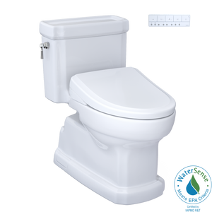 Alternate Image for TOTO WASHLET+ Eco Guinevere Elongated 1.28 GPF Universal Height Toilet and S7 Classic Bidet Seat with Auto Flush, Cotton White, Vitreous China|Plastic, MW9744724CEFGA#01