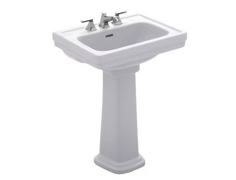 TOTO Promenade 24" x 19-1/4" Rectangular Pedestal Bathroom Sink for Single Hole Faucets, Cotton White, Vitreous China, LPT532N#01