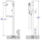 ALFI brand Brass, AB2180-PC Polished Chrome Single Lever Floor Mounted Tub Filler Mixer w Hand Held Shower Head