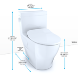 TOTO Legato One-Piece Elongated 1.28 GPF Toilet with CEFIONTECT and SoftClose Seat, WASHLET+ Ready, Cotton White, Vitreous China, MS624234CEFG#01