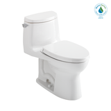 TOTO UltraMax II 1G One-Piece Elongated 1.0 GPF Universal Height Toilet with CEFIONTECT and SS124 SoftClose Seat, WASHLET+ Ready, Cotton White, Vitreous China|Plastic, MS604124CUFG#01