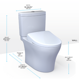 TOTO WASHLET+ Aquia IV Two-Piece Elongated Dual Flush 1.28 and 0.9 GPF Toilet and Contemporary WASHLET S7A Contemporary Bidet Seat, Cotton White, Vitreous China|Plastic, MW4464736CEMGN#01