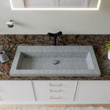 ALFI brand 39.25" x 18.5" Rectangle Above Mount or Semi Recessed Concrete Bathroom Sink, Gray Matte, No Faucet Hole, ABCO40TR