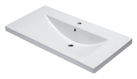 Eago 39.38" x 19.13" Rectangle Drop In Porcelain Bathroom Sink, White, 1 Faucet Hole, BH002