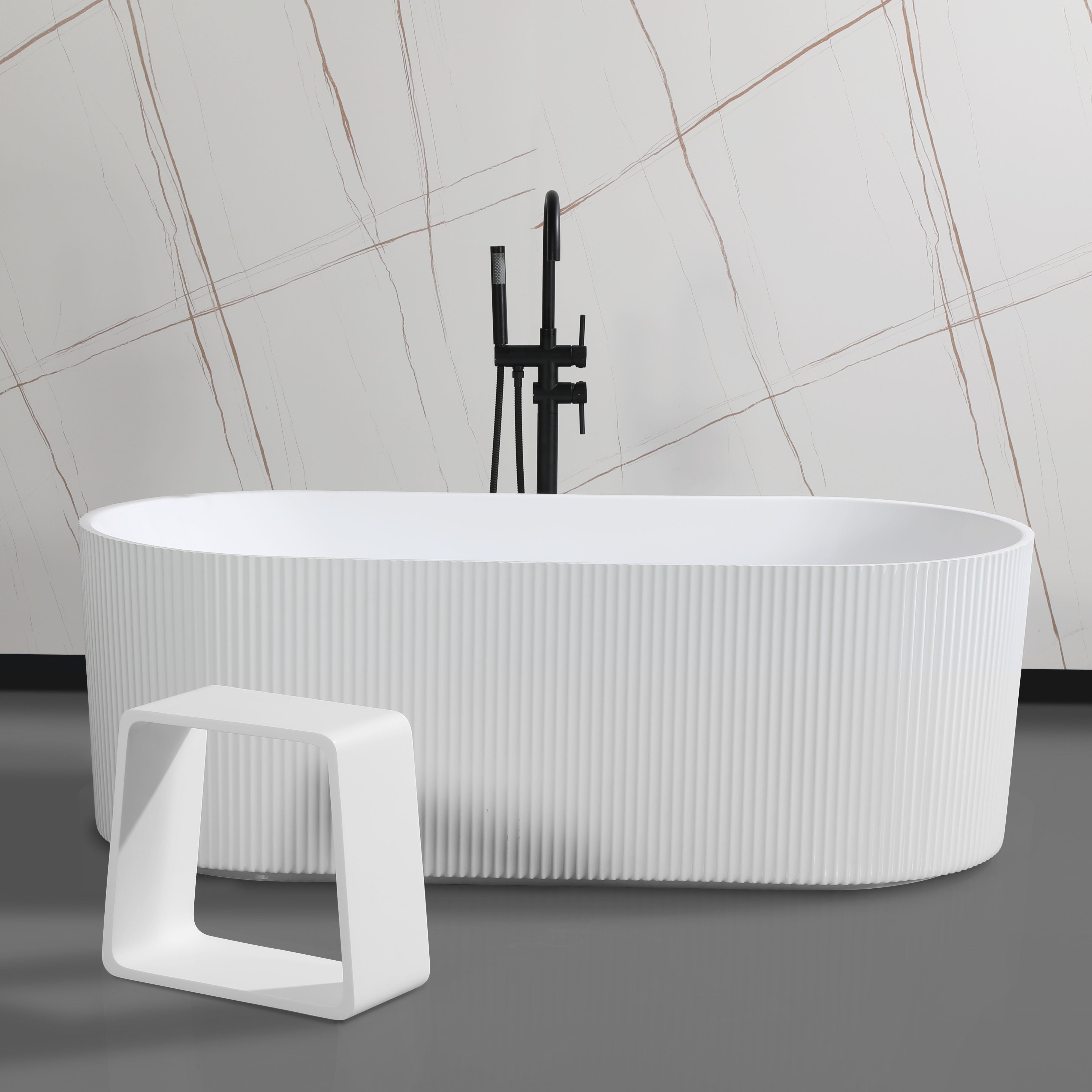 Alternative View of ALFI brand ABST55 White Matte Solid Surface Resin Bathroom / Shower Stool