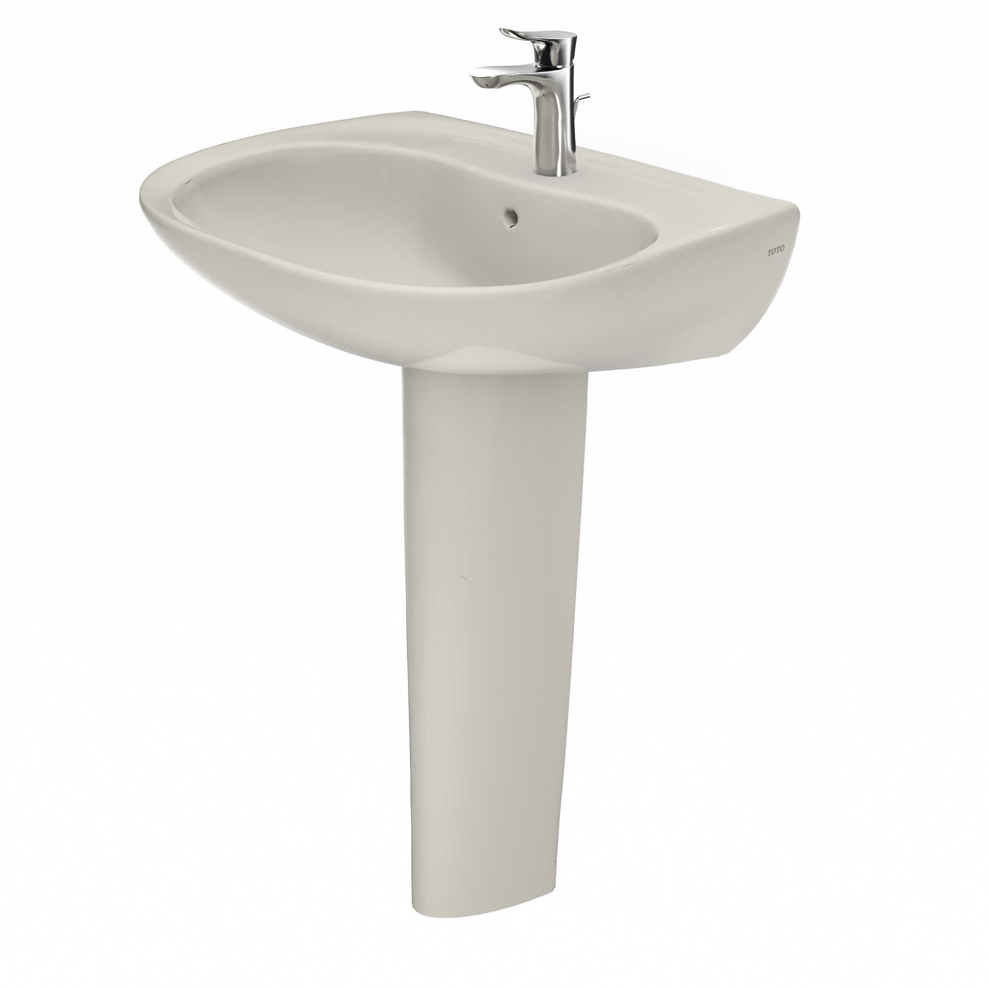 TOTO Prominence Oval Basin Pedestal Bathroom Sink with CeFiONtect for Single Hole Faucets, Sedona Beige, Vitreous China, LPT242G#12