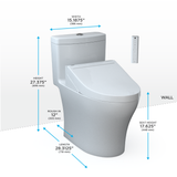 TOTO WASHLET+ Aquia IV One-Piece Elongated Dual Flush 1.28 and 0.9 GPF Toilet and WASHLET C5 Bidet Seat, Cotton White- Vitreous China|Plastic, MW6463084CEMFGN#01