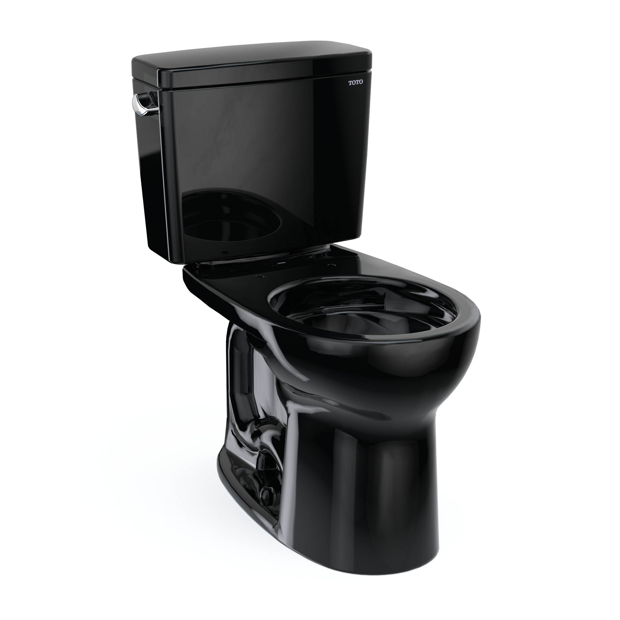 TOTO Drake Two-Piece Round 1.6 GPF Universal Height TORNADO FLUSH Toilet, Ebony, Vitreous China, CST775CSF#51