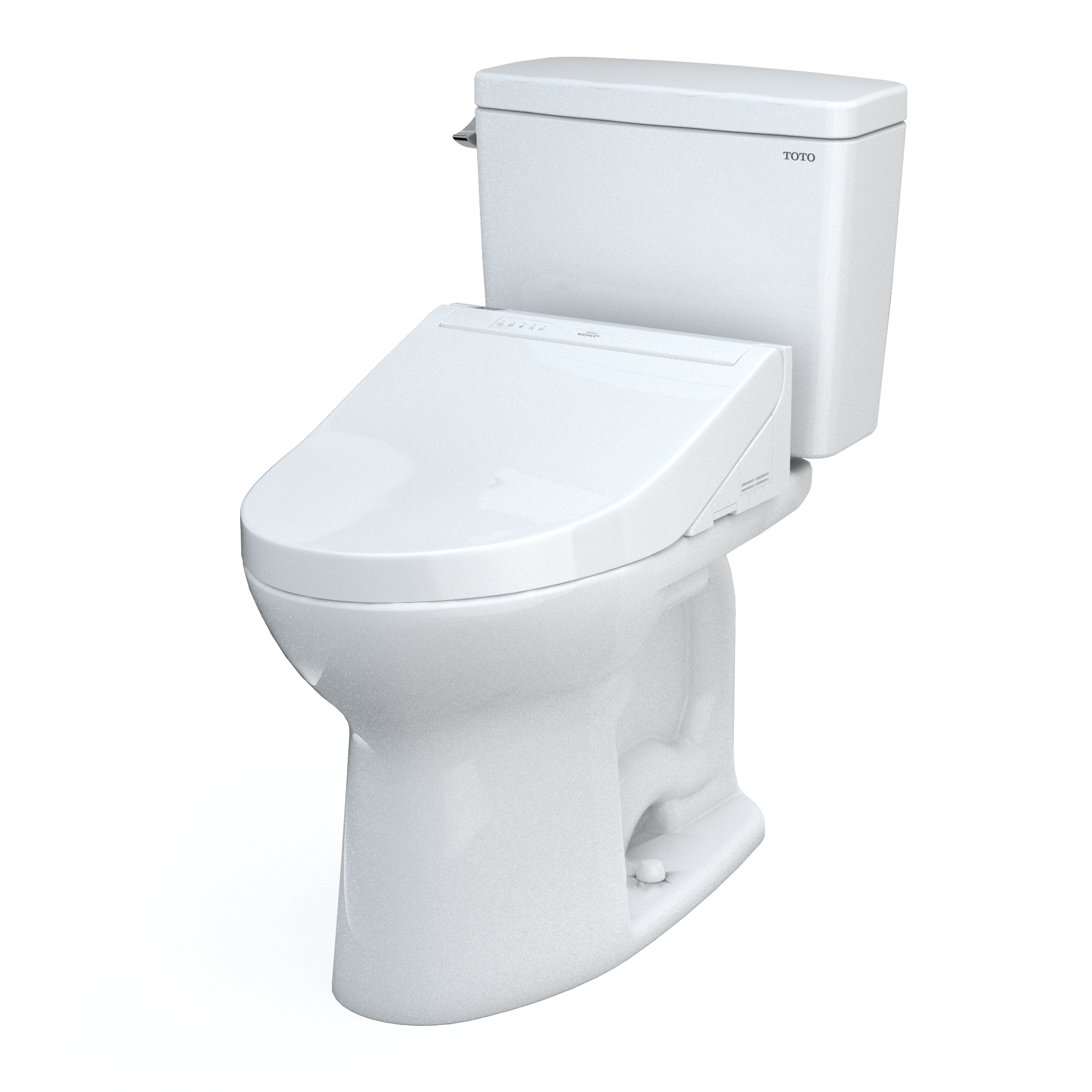 TOTO Drake WASHLET+ Two-Piece Elongated 1.6 GPF Universal Height TORNADO FLUSH Toilet with C5 Bidet Seat, Cotton White, Vitreous China, MW7763084CSFG#01
