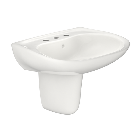 TOTO Prominence Oval Wall-Mount Bathroom Sink with CEFIONTECT and Shroud for 8 Inch Center Faucets, Colonial White, Vitreous China, LHT242.8G#11