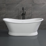 ALFI brand 63" Solid Surface Resin Free Standing Oval Bathtub, White Matte, AB9950