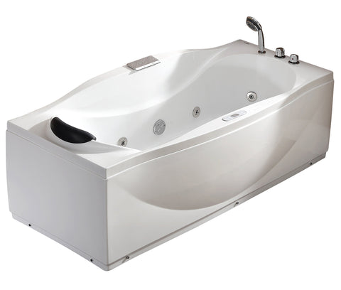 Eago 71" Acrylic Corner Rectangle Bathtub with Fixtures, White, AM189ETL-R