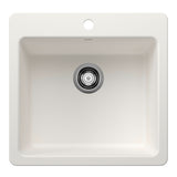 Blanco Liven 21" Dual Mount Silgranit Kitchen Sink, White, 1 Faucet Hole, 443229