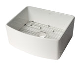 ALFI brand 24" Fireclay Farmhouse Sink with Accessories, White, ABFC2420-W