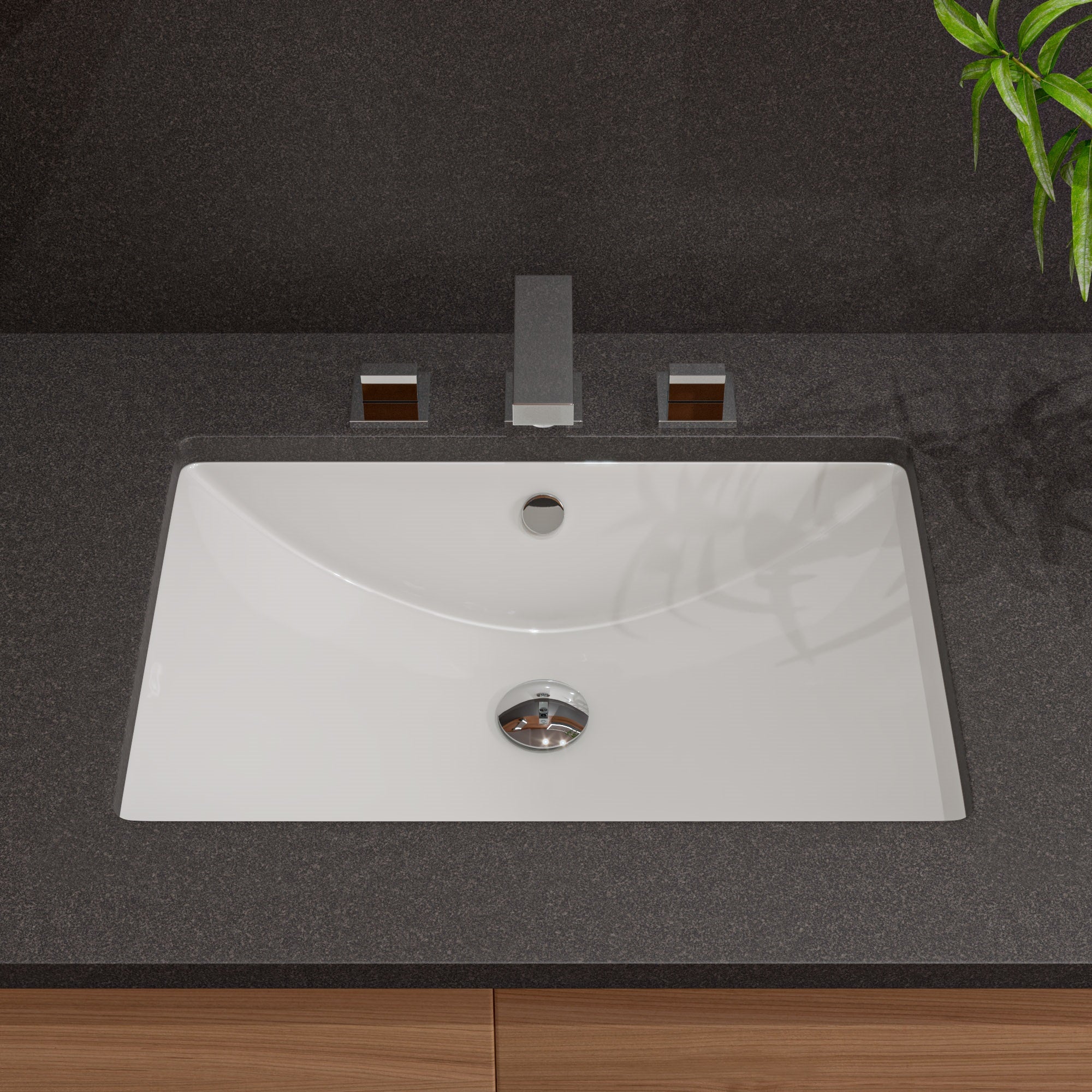 Alternative View of ALFI brand 23.25" x 16.75" Rectangle Under Mount Porcelain Bathroom Sink, White, No Faucet Hole, ABC603