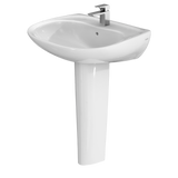 TOTO Prominence Oval Basin Pedestal Bathroom Sink with CeFiONtect for Single Hole Faucets, Cotton White, Vitreous China, LPT242G#01