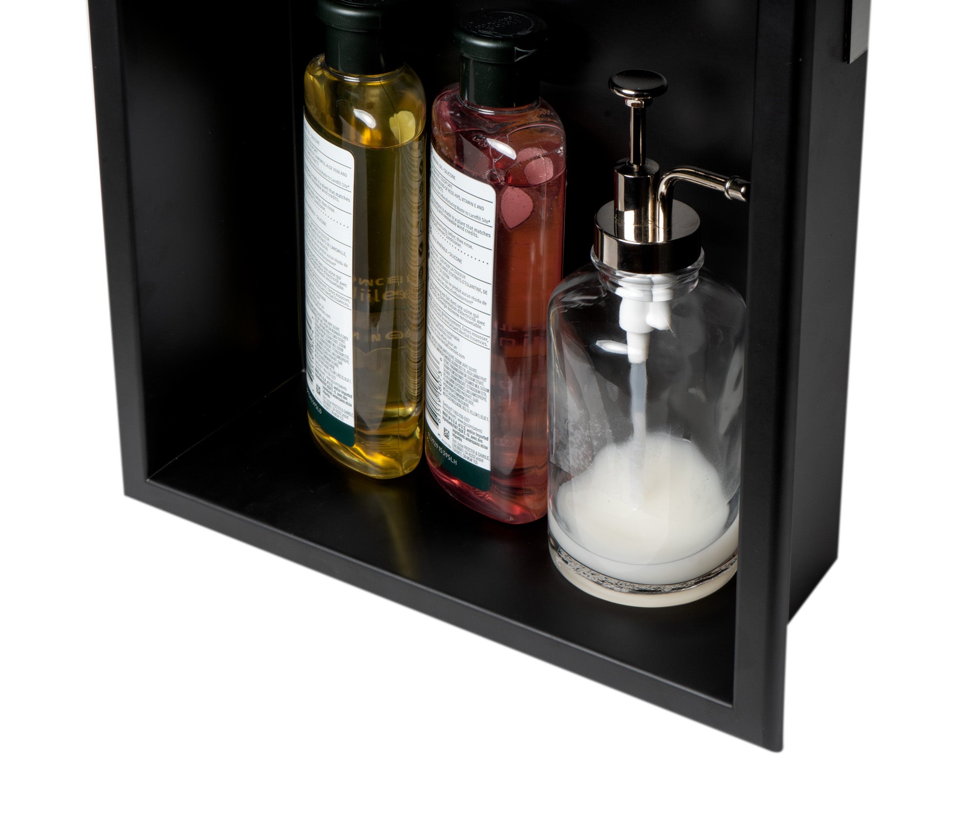 ALFI brand ABNC1224-BLA 12 x 24 Black Matte Stainless Steel Vertical Double Shelf Bath Shower Niche, 20 Gauge