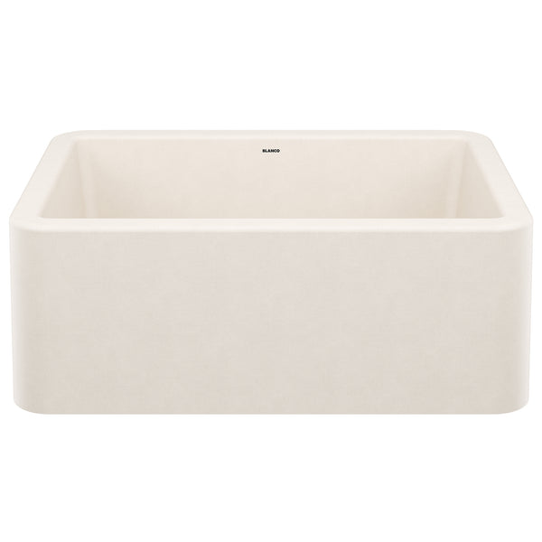 Blanco Ikon 27" Silgranit Farmhouse Sink, Soft White, No Faucet Hole, 443075