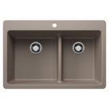 Blanco Liven 33" Dual Mount Silgranit Kitchen Sink, 60/40 Double Bowl, Truffle, 1 Faucet Hole, 443214