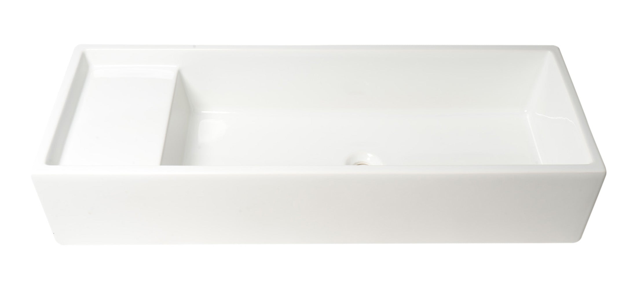 ALFI brand 39.4" x 14.6" Rectangle Above Mount or Semi Recessed Fireclay Bathroom Sink, White, No Faucet Hole, AB39TR