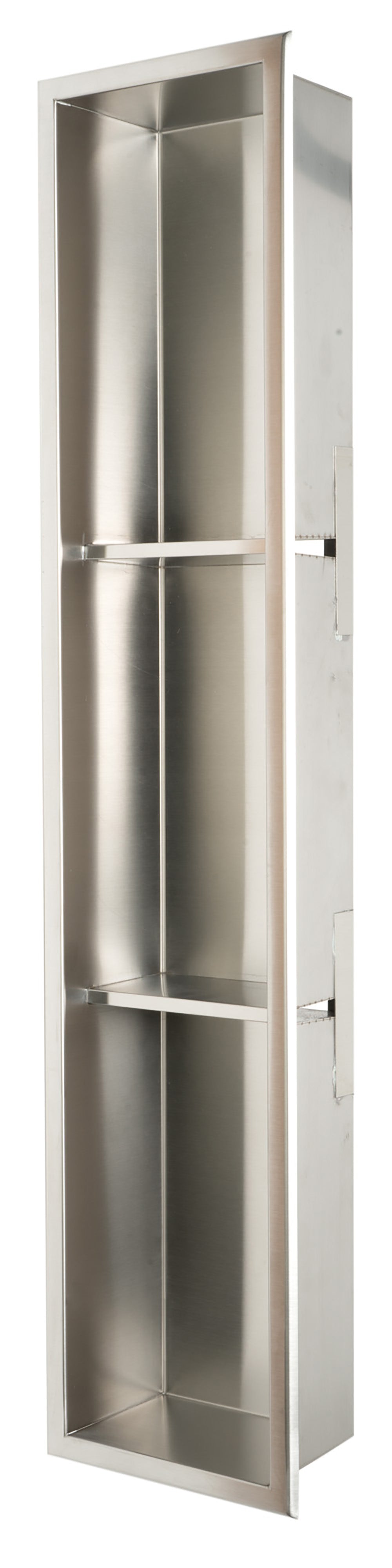 ALFI brand ABN0836-BSS 8 x 36 Brushed Stainless Steel Vertical Triple Shelf Bath Shower Niche, 20 Gauge