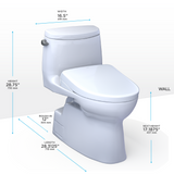 TOTO WASHLET+ Carlyle II One-Piece Elongated 1.28 GPF Toilet with Auto Flush WASHLET+ S7A Contemporary Bidet Seat, Cotton White, Vitreous China|Plastic, MW6144736CEFGA#01