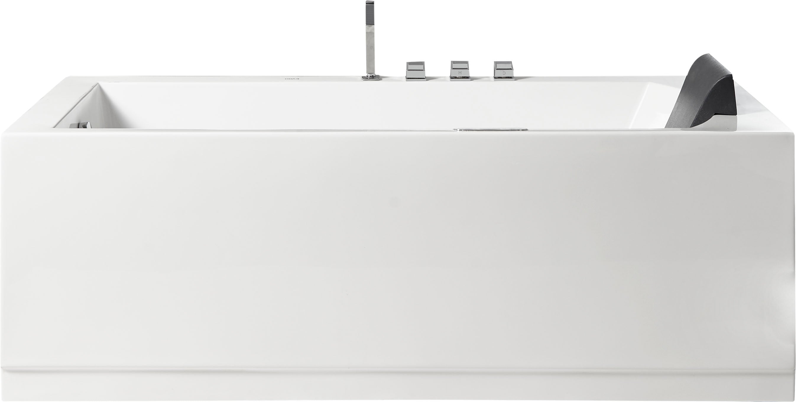 Eago 71" Acrylic Corner Rectangle Bathtub with Fixtures, White, AM154ETL-L6