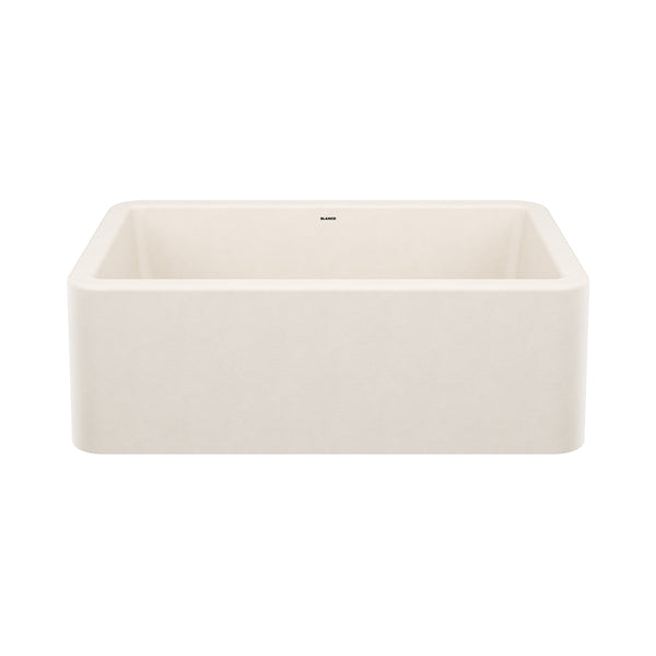 Blanco Ikon 30" Silgranit Farmhouse Sink, Soft White, No Faucet Hole, 443076