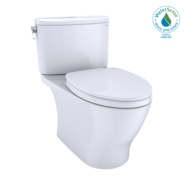 TOTO Nexus 1G Two-Piece Elongated 1.0 GPF Universal Height Toilet with CEFIONTECT and SS124 SoftClose Seat, WASHLET+ Ready, Cotton White, Vitreous China, MS442124CUFG#01