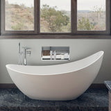 ALFI brand 74" Solid Surface Smooth Resin Free Standing Oval Soaking Bathtub, White Matte, AB9951