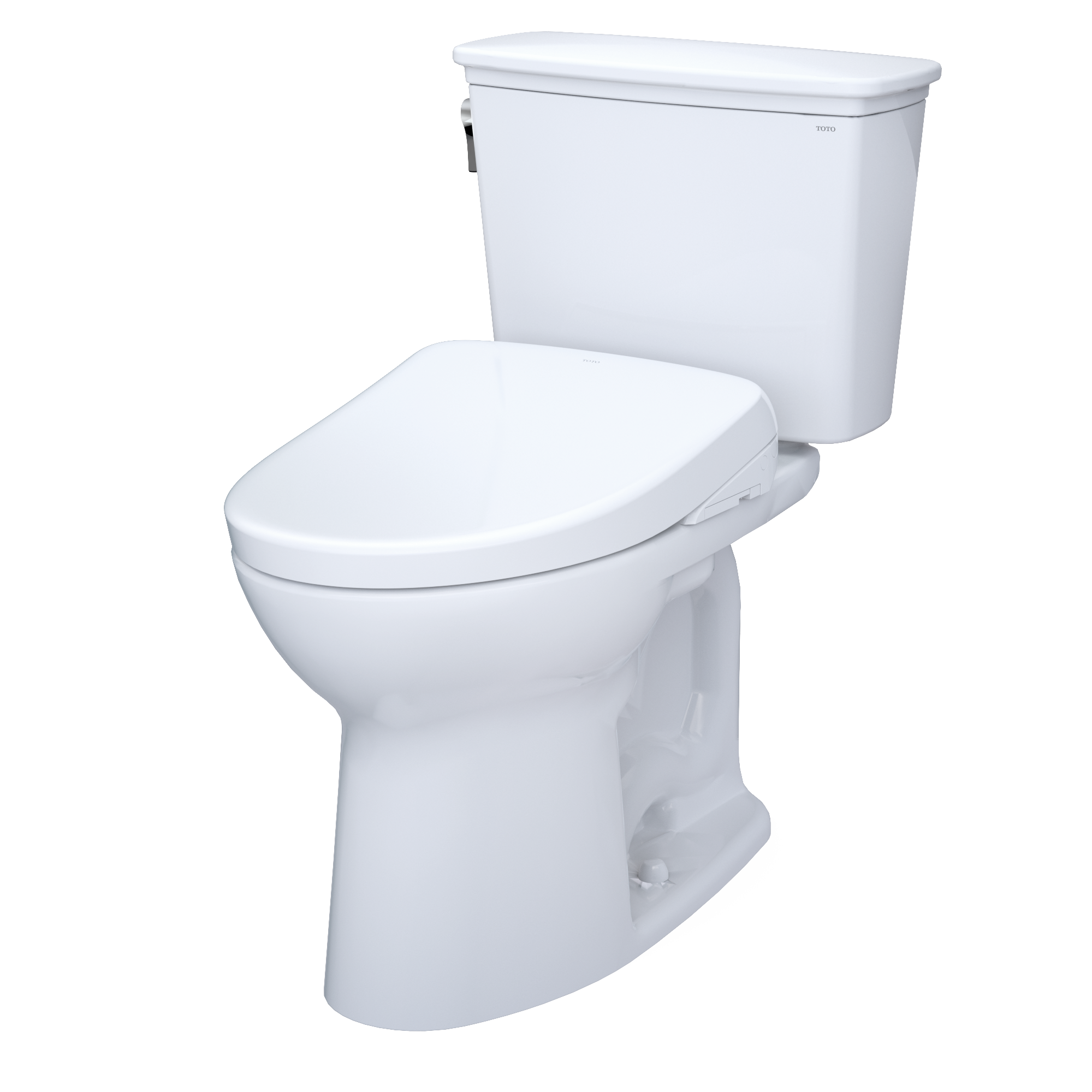 TOTO Drake Transitional WASHLET+ Two-Piece Elongated 1.28 GPF Universal Height TORNADO FLUSH Toilet with S7A Contemporary Bidet Seat, Cotton White, Vitreous China|Plastic, MW7864736CEFG#01