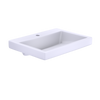 TOTO Kiwami Renesse Design I Rectangular Fireclay Vessel Bathroom Sink with CEFIONTECT for Single Hole Faucets, Cotton White, Fired Clay, LT171G#01
