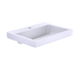 TOTO Kiwami Renesse Design I Rectangular Fireclay Vessel Bathroom Sink with CEFIONTECT for Single Hole Faucets, Cotton White, Fired Clay, LT171G#01