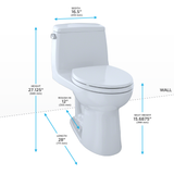 TOTO UltraMax One-Piece Elongated 1.6 GPF Toilet with CEFIONTECT, Cotton White, Vitreous China, MS854114SG#01