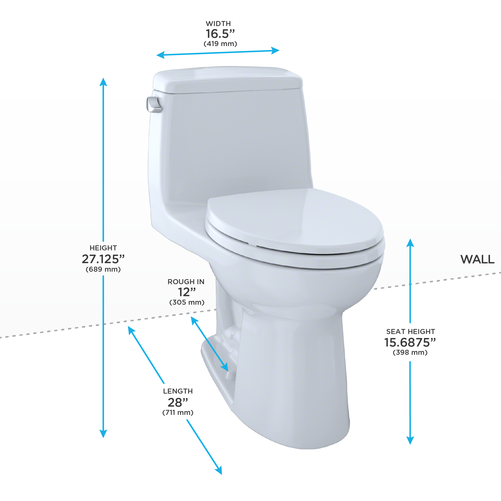 TOTO UltraMax One-Piece Elongated 1.6 GPF Toilet, Bone, Vitreous China, MS854114S#03