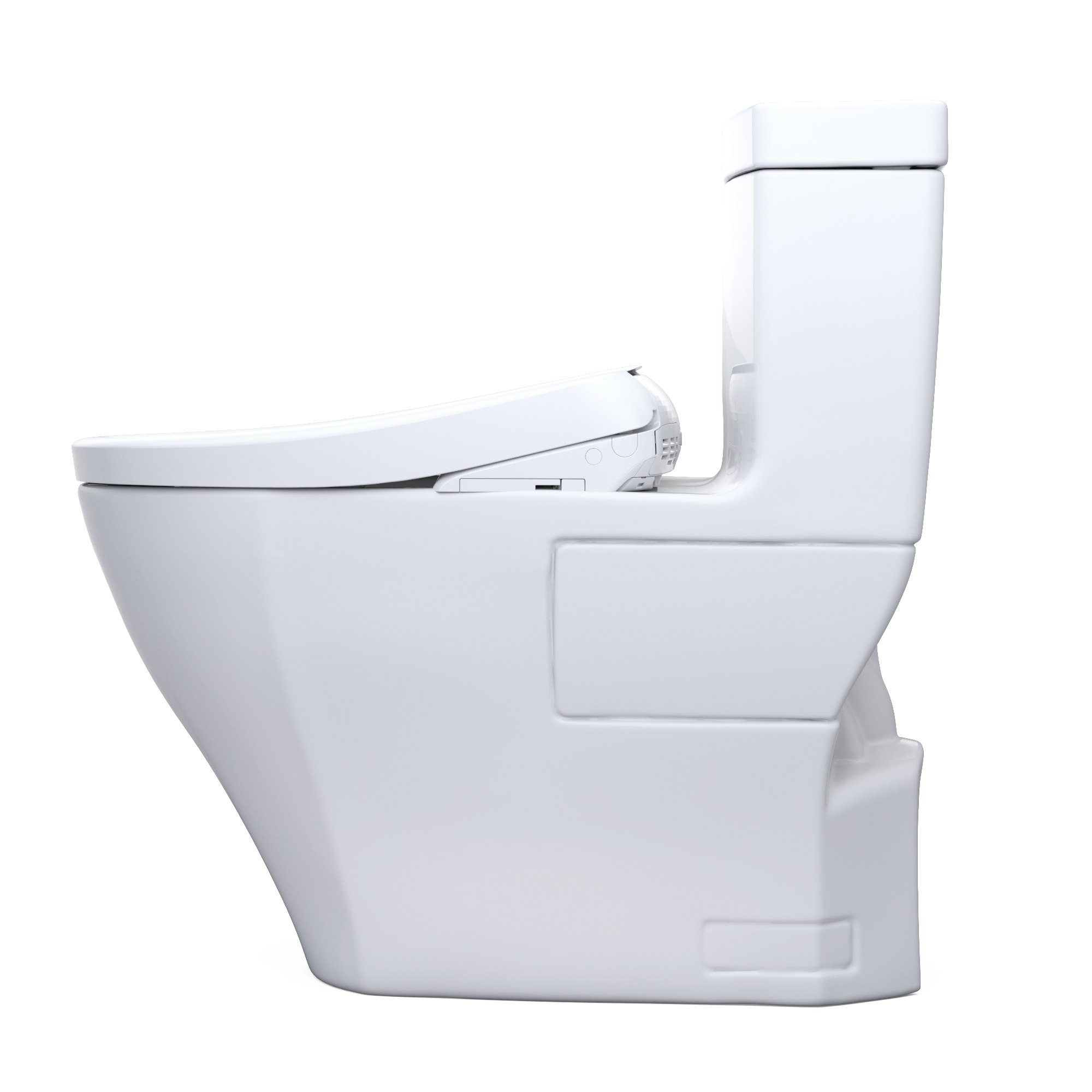 TOTO WASHLET+ Aimes One-Piece Elongated 1.28 GPF Toilet with Auto Flush S7 Contemporary Bidet Seat, Cotton White, Vitreous China|Plastic, MW6264726CEFGA#01