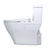 TOTO WASHLET+ Aimes One-Piece Elongated 1.28 GPF Toilet with Auto Flush S7 Contemporary Bidet Seat, Cotton White, Vitreous China|Plastic, MW6264726CEFGA#01