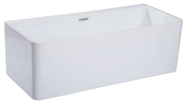 ALFI brand 67" Acrylic Free Standing Rectangle Soaking Bathtub, White, AB8859